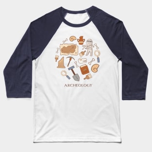 Cute archeology icons drawings Baseball T-Shirt